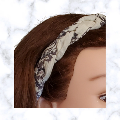 Paisley Dark Grey-White Headband